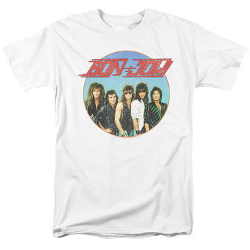 White men's regular fit t-shirt with Bon Jovi Bon Sphere graphic