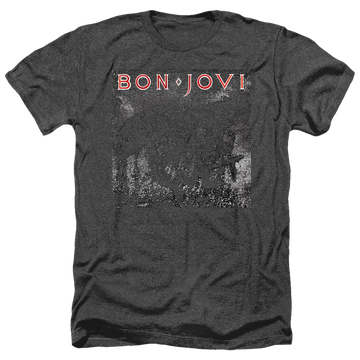 Charcoal men's heather t-shirt with Bon Jovi Slippery Cover graphic
