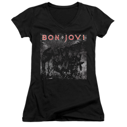 Bon Jovi Slippery Cover - Juniors V-Neck T-Shirt Juniors V-Neck T-Shirt Bon Jovi   