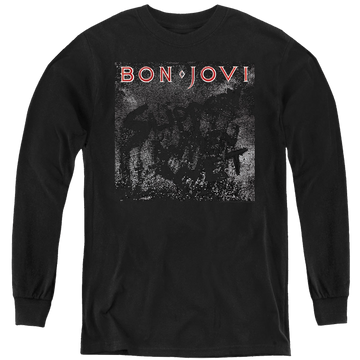Black youth long sleeve t-shirt with Bon Jovi Slippery Cover graphic