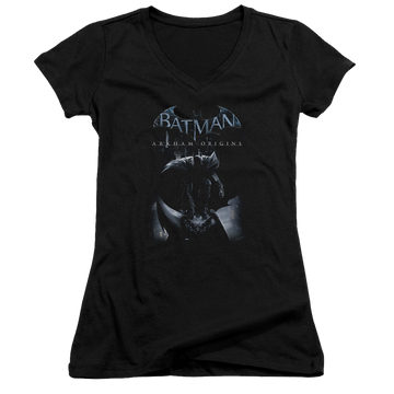 Batman - Arkham Perched Cat - Juniors V-Neck T-Shirt Juniors V-Neck T-Shirt Batman   