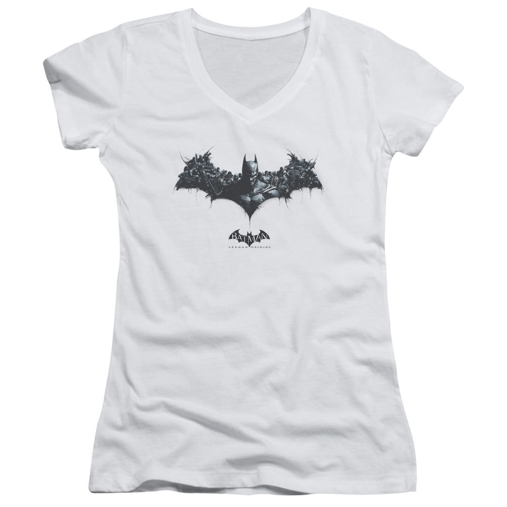 Batman - Arkham Bat Of Enemies - Juniors V-Neck T-Shirt Juniors V-Neck T-Shirt Batman   