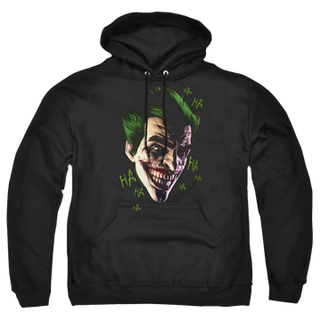Black pullover hoodie with Joker Grim graphic