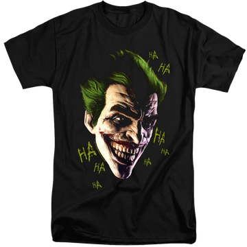 Black men's tall fit t-shirt with Joker Grim graphic