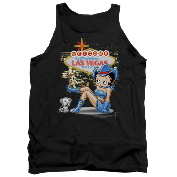 Black men's tank with Betty Boop Welcome Las Vegas graphic