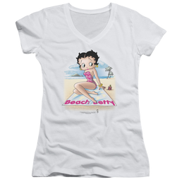 Betty Boop Beach Betty - Juniors V-Neck T-Shirt Juniors V-Neck T-Shirt Betty Boop   