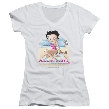 Betty Boop Beach Betty - Juniors V-Neck T-Shirt Juniors V-Neck T-Shirt Betty Boop   