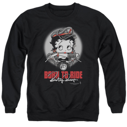 Betty Boop Born To Ride - Men's Crewneck Sweatshirt Men's Crewneck Sweatshirt Betty Boop   