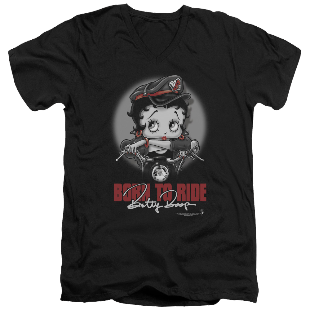 Betty Boop Born To Ride - Men's V-Neck T-Shirt Men's V-Neck T-Shirt Betty Boop   