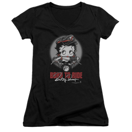 Betty Boop Born To Ride - Juniors V-Neck T-Shirt Juniors V-Neck T-Shirt Betty Boop   