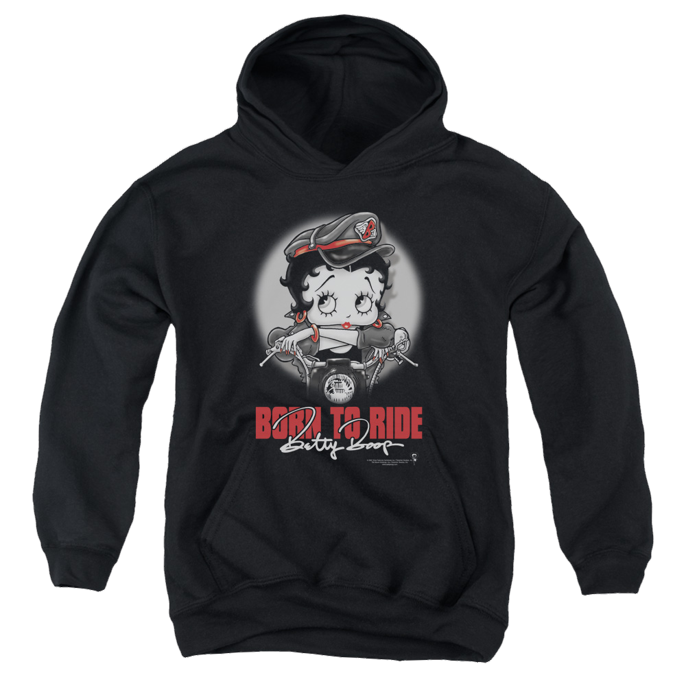 Betty Boop Born To Ride - Youth Hoodie Youth Hoodie (Ages 8-12) Betty Boop   