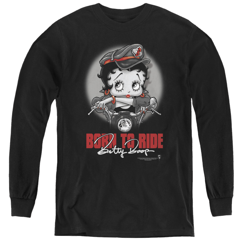 Betty Boop Born To Ride - Youth Long Sleeve T-Shirt Youth Long Sleeve T-Shirt Betty Boop   