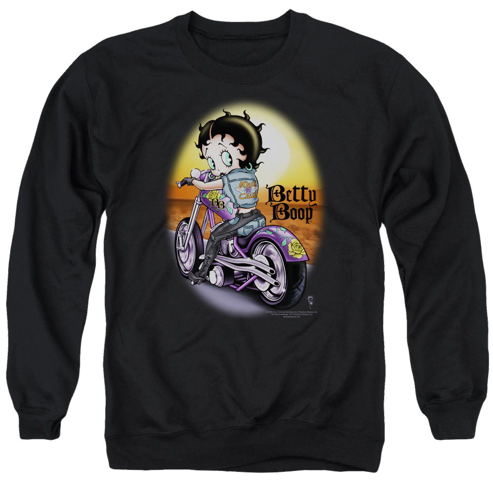 Betty Boop Wild Biker - Men's Crewneck Sweatshirt Men's Crewneck Sweatshirt Betty Boop   