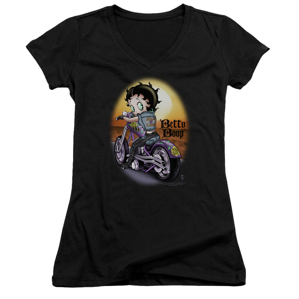 Betty Boop Wild Biker - Juniors V-Neck T-Shirt Juniors V-Neck T-Shirt Betty Boop   