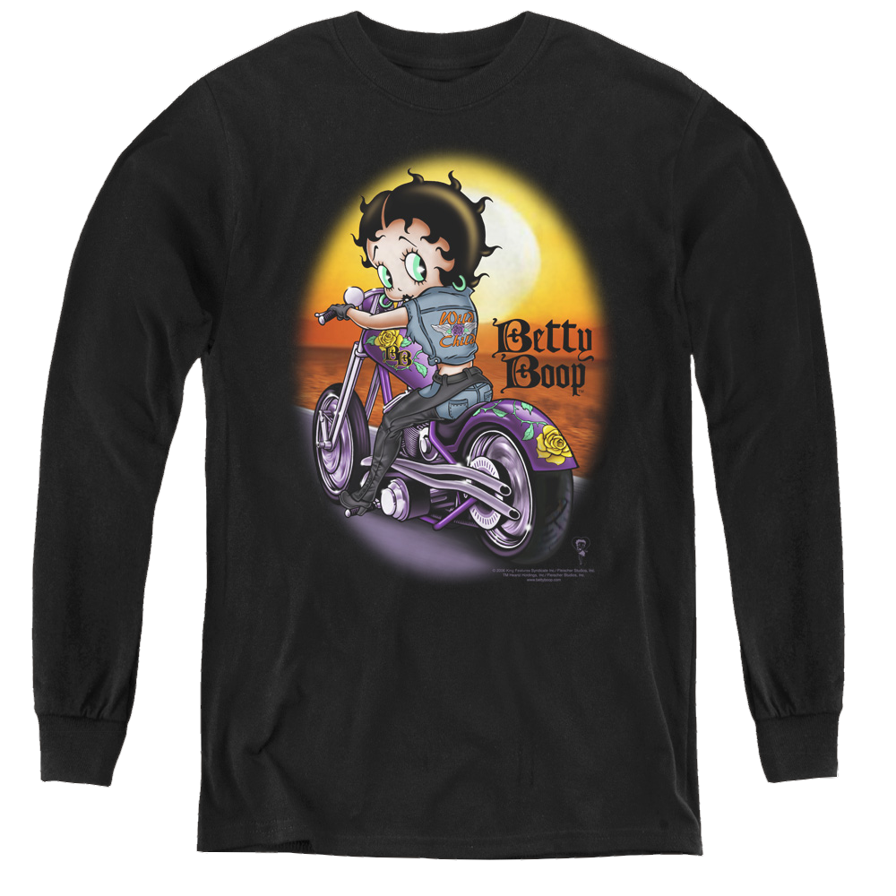 Betty Boop Wild Biker - Youth Long Sleeve T-Shirt Youth Long Sleeve T-Shirt Betty Boop   