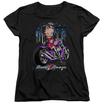 Black women's t-shirt with Betty Boop City Chopper graphic