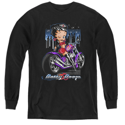 Betty Boop City Chopper - Youth Long Sleeve T-Shirt Youth Long Sleeve T-Shirt Betty Boop   