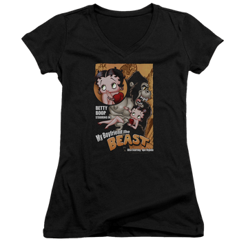 Betty Boop Boyfriend The Beast - Juniors V-Neck T-Shirt Juniors V-Neck T-Shirt Betty Boop   