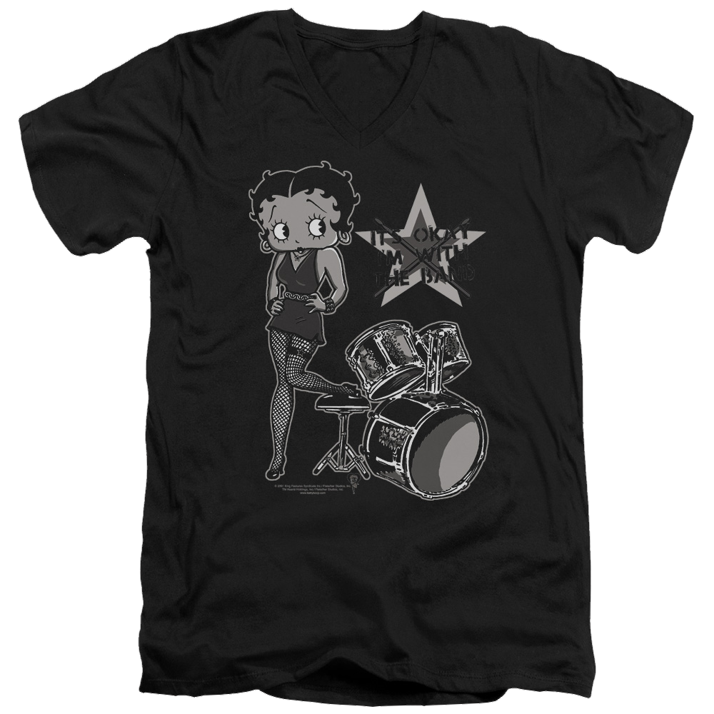 Betty Boop With The Band - Men's V-Neck T-Shirt Men's V-Neck T-Shirt Betty Boop   