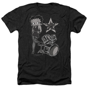 Charcoal men's heather t-shirt with Betty Boop With The Band graphic