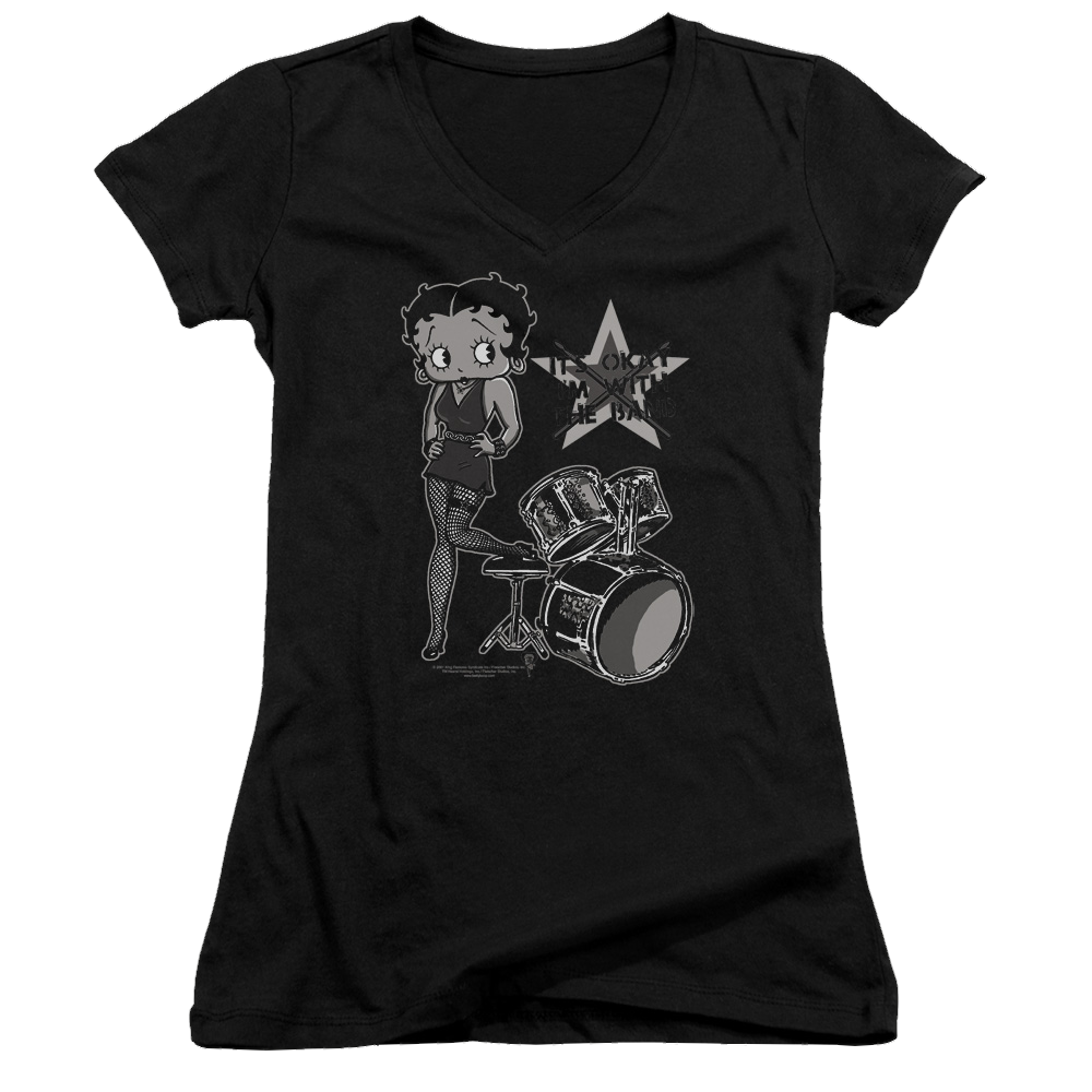 Betty Boop With The Band - Juniors V-Neck T-Shirt Juniors V-Neck T-Shirt Betty Boop   