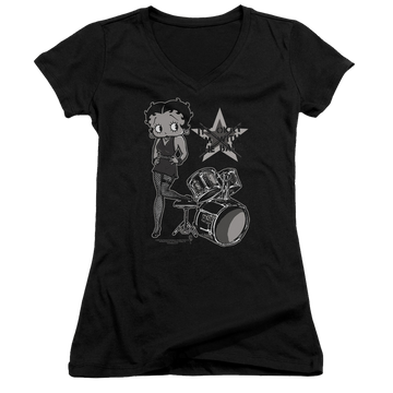 Betty Boop With The Band - Juniors V-Neck T-Shirt Juniors V-Neck T-Shirt Betty Boop   