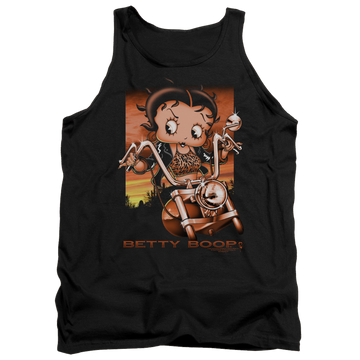 Black men's tank with Betty Boop Sunset Rider graphic