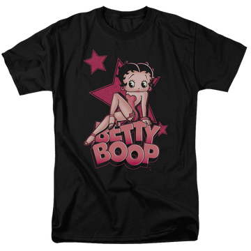 Black men's regular fit t-shirt with Betty Boop Sexy Star graphic