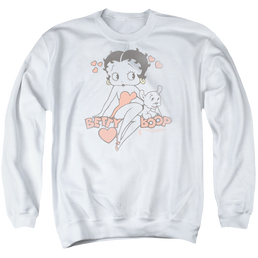 Betty Boop Classic With Pup - Men's Crewneck Sweatshirt Men's Crewneck Sweatshirt Betty Boop   