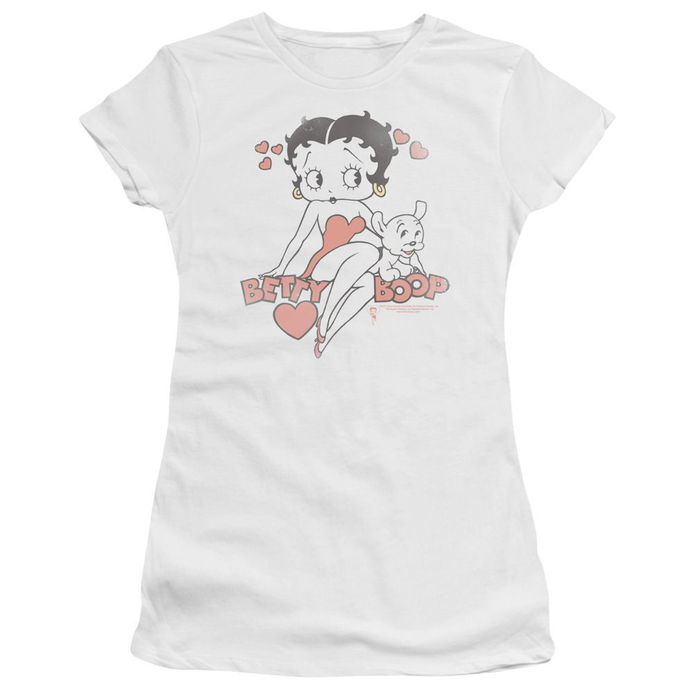 Betty Boop Classic With Pup - Juniors T-Shirt Juniors T-Shirt Betty Boop   