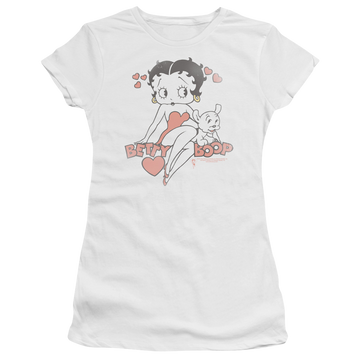 Betty Boop Classic With Pup - Juniors T-Shirt Juniors T-Shirt Betty Boop   