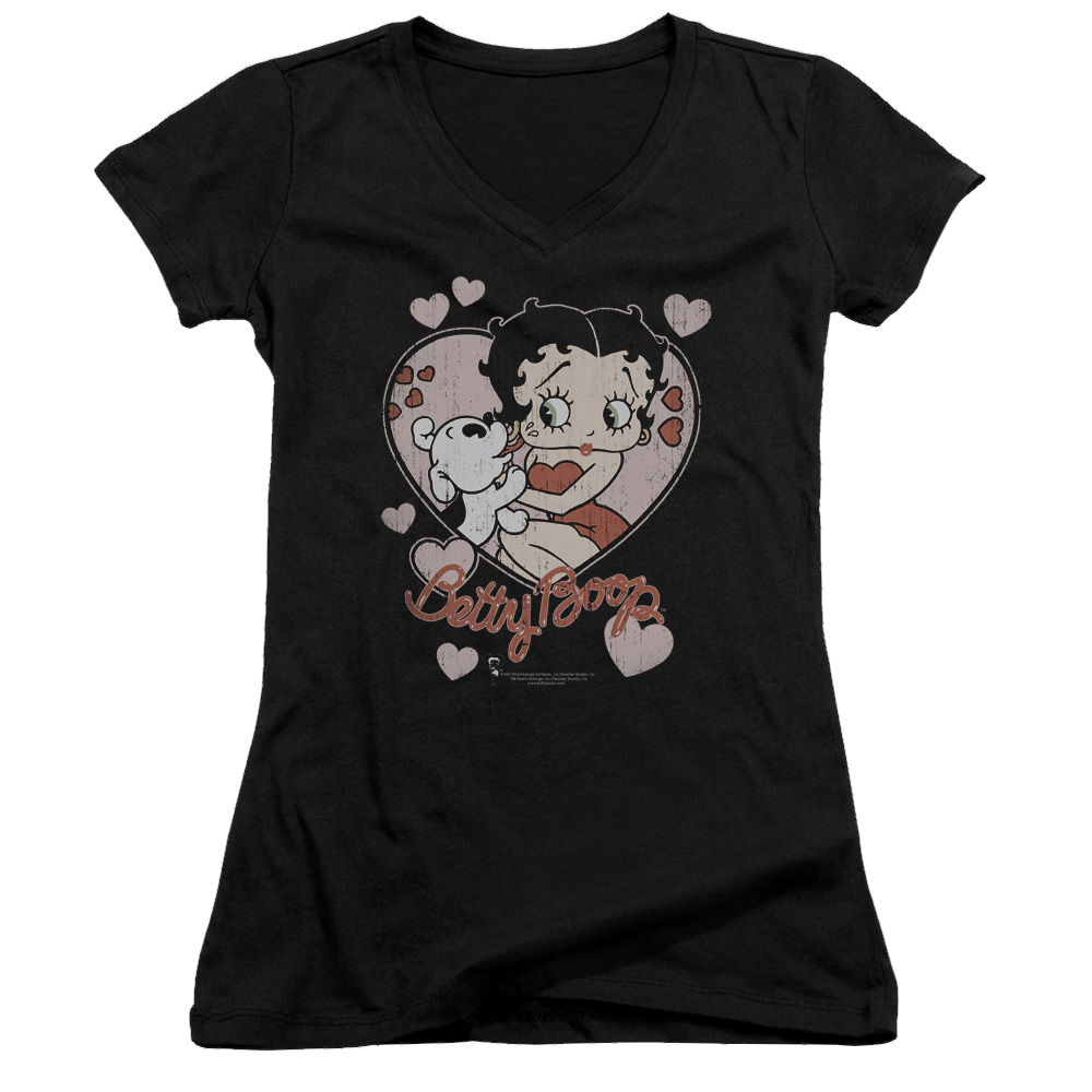 Betty Boop Classic Kiss - Juniors V-Neck T-Shirt Juniors V-Neck T-Shirt Betty Boop   