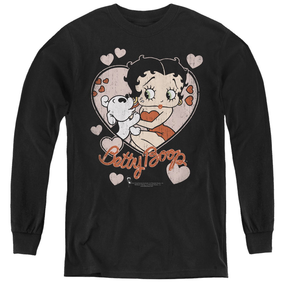 Betty Boop Classic Kiss - Youth Long Sleeve T-Shirt Youth Long Sleeve T-Shirt Betty Boop   