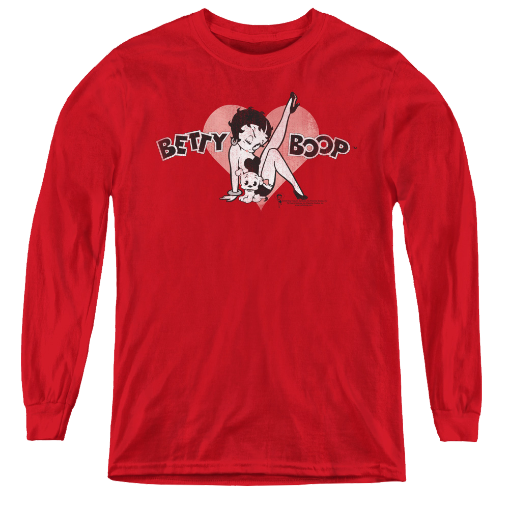 Betty Boop Vintage Cutie Pup - Youth Long Sleeve T-Shirt Youth Long Sleeve T-Shirt Betty Boop   