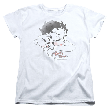 White women's t-shirt with Betty Boop Vintage Wink graphic