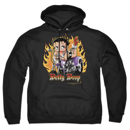 Betty Boop Biker Flames Boop - Pullover Hoodie Pullover Hoodie Betty Boop   
