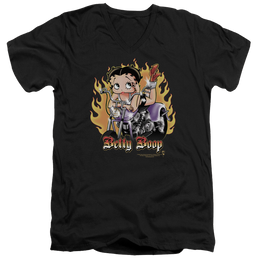 Betty Boop Biker Flames Boop - Men's V-Neck T-Shirt Men's V-Neck T-Shirt Betty Boop   