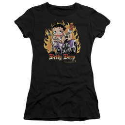 Betty Boop Biker Flames Boop - Juniors T-Shirt Juniors T-Shirt Betty Boop   