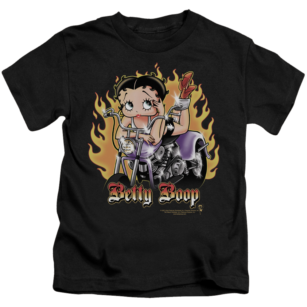 Betty Boop Biker Flames Boop - Kid's T-Shirt Kid's T-Shirt (Ages 4-7) Betty Boop   