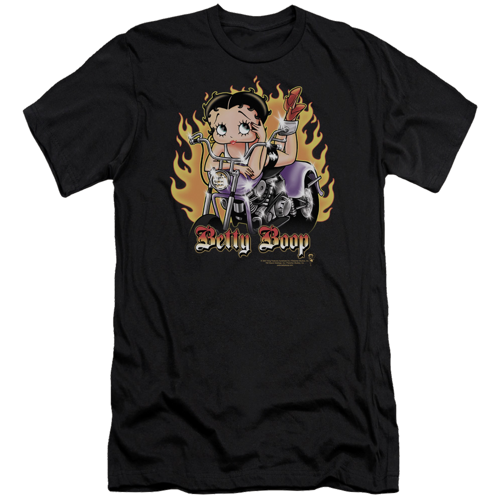 Betty Boop Biker Flames Boop - Men's Premium Slim Fit T-Shirt Men's Premium Slim Fit T-Shirt Betty Boop   