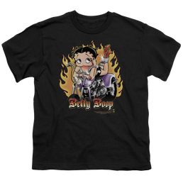 Betty Boop Biker Flames Boop - Youth T-Shirt Youth T-Shirt (Ages 8-12) Betty Boop   