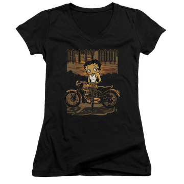 Betty Boop Rebel Rider - Juniors V-Neck T-Shirt Juniors V-Neck T-Shirt Betty Boop   