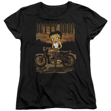 Black women's t-shirt with Betty Boop Rebel Rider graphic