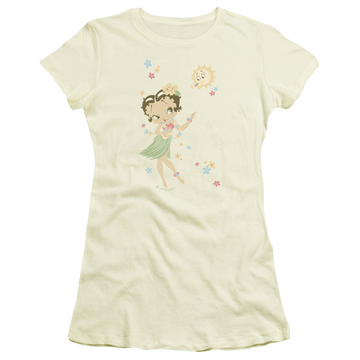 Cream juniors t-shirt with Betty Boop Hula Flowers graphic