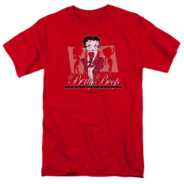 Red men's regular fit t-shirt with Betty Boop Timeless Beauty graphic
