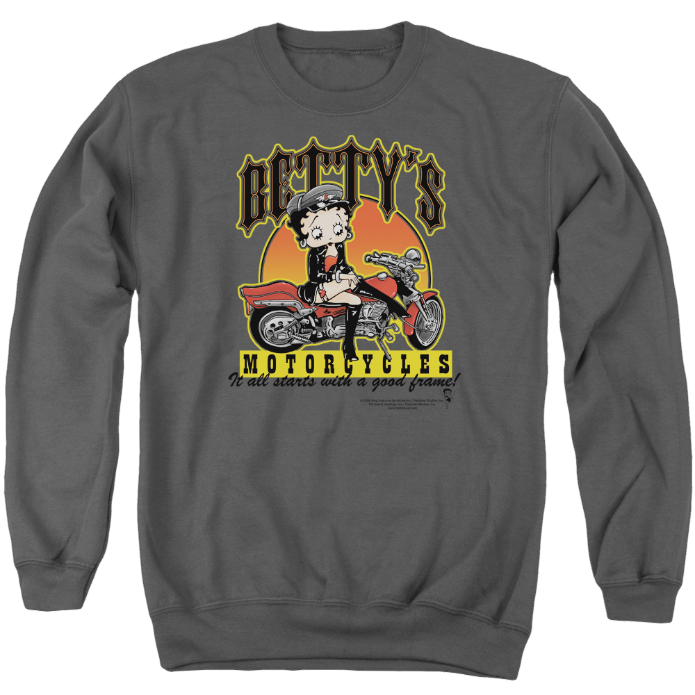 Betty Boop Bettys Motorcycles - Men's Crewneck Sweatshirt Men's Crewneck Sweatshirt Betty Boop   