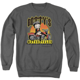 Betty Boop Bettys Motorcycles - Men's Crewneck Sweatshirt Men's Crewneck Sweatshirt Betty Boop   