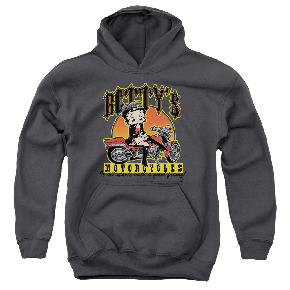 Betty Boop Bettys Motorcycles - Youth Hoodie Youth Hoodie (Ages 8-12) Betty Boop   