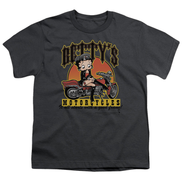 Betty Boop Bettys Motorcycles - Youth T-Shirt Youth T-Shirt (Ages 8-12) Betty Boop   
