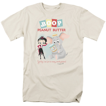 Cream men's regular fit t-shirt with Betty Boop Boop Peanut Butter graphic